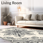 Intricate Ivory Floral Mandala Rug