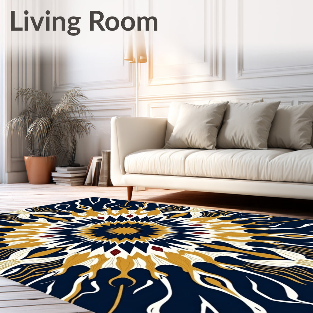 Midnight Gold Radiating Bloom Rug