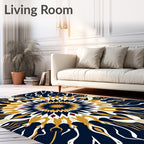 Midnight Gold Radiating Bloom Rug
