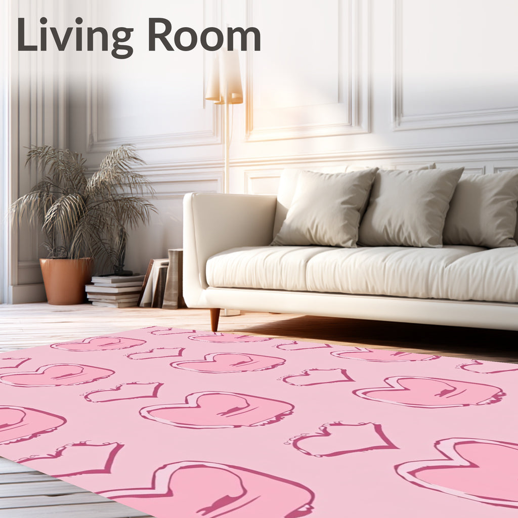 Pink Hearts Textured Background Rug