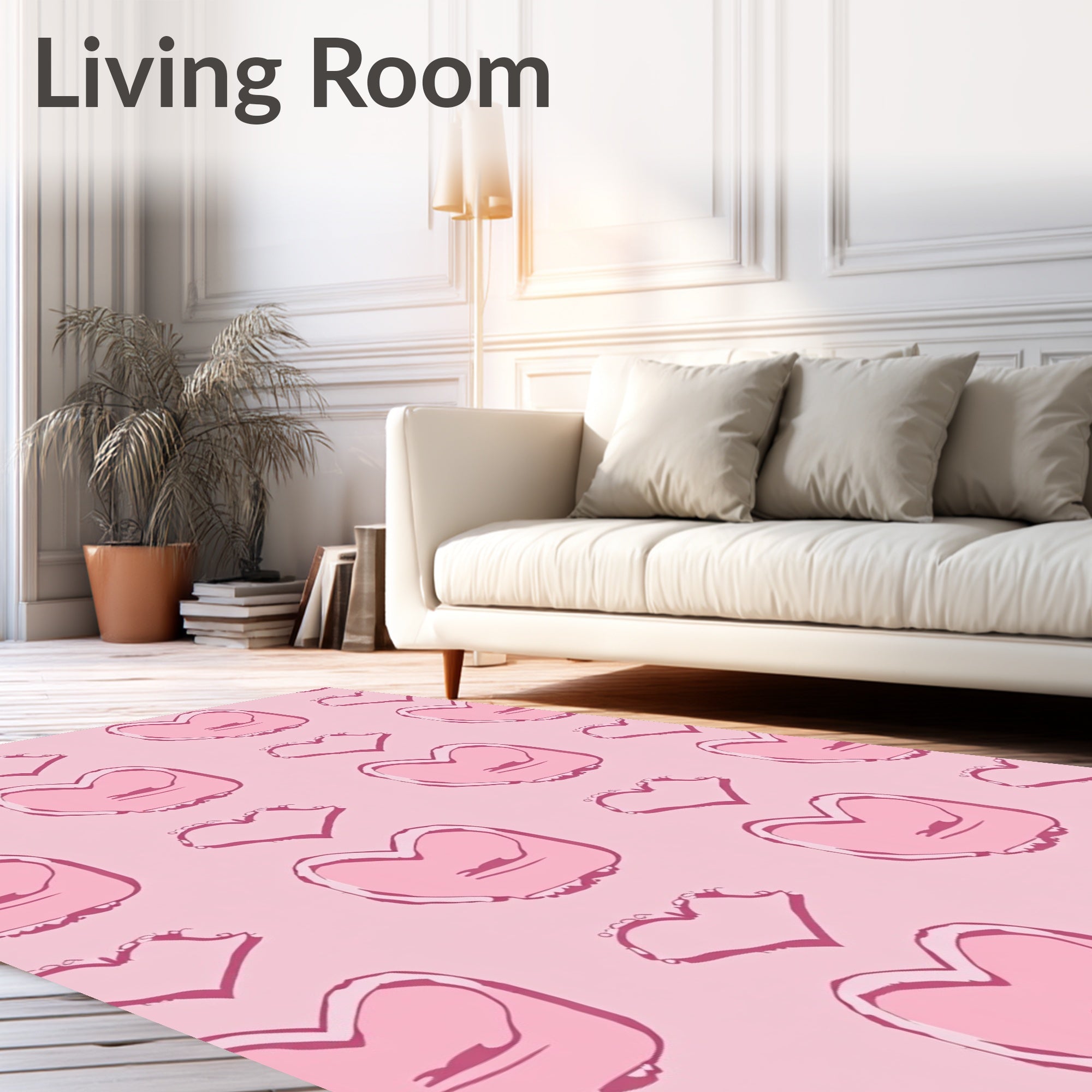 Pink Hearts Textured Background Rug
