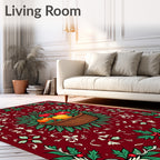Rich Red Fruit Basket Whimsical Holly Rug