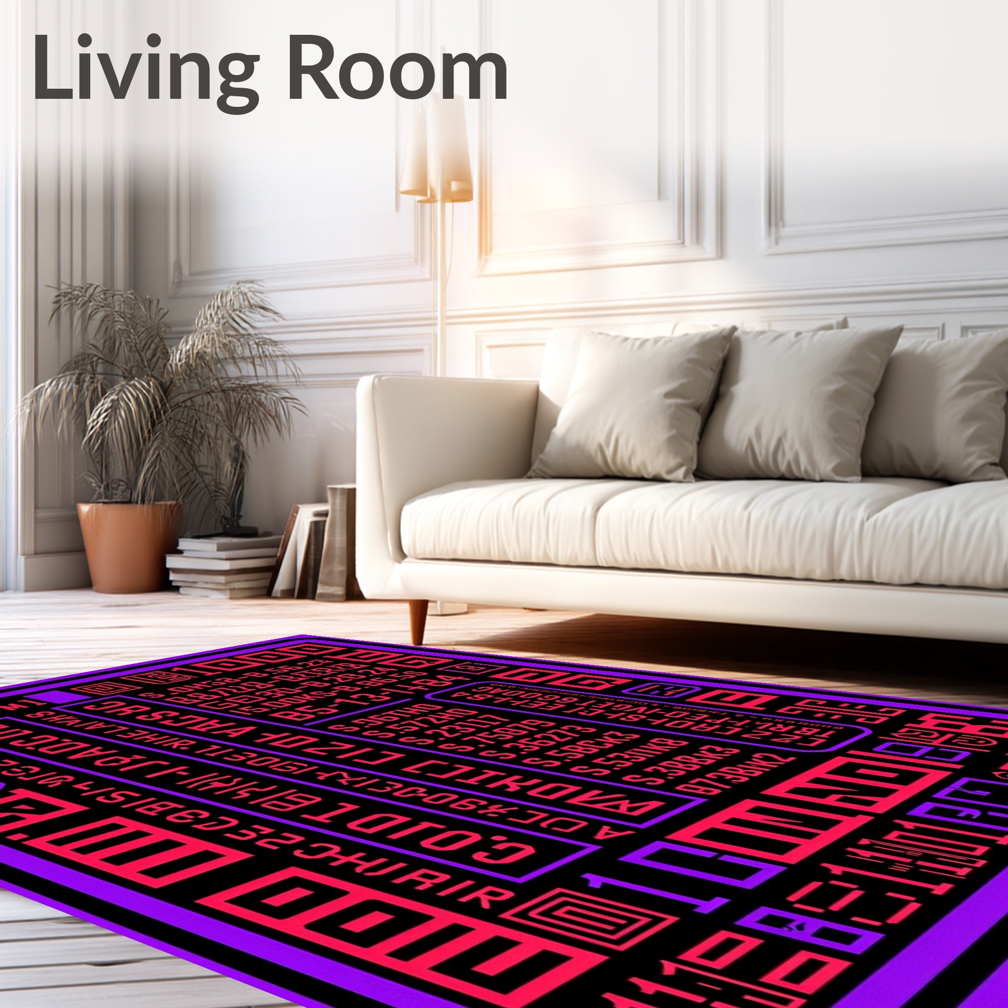 Retro Cybernetic Alphabet Blocks Rug