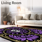 Purple Floral Skull Medallion Rug