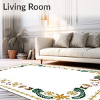 Golden Leaf and Star Embellished Border Rug