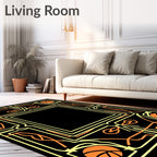 Art Deco Orange Basketball Frame Rug