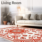 Crimson Sunburst Floral Medallion Rug