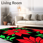 Bold Red Poinsettia Floral Cluster Rug