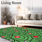Red Bauble Snowflake Branches Rug