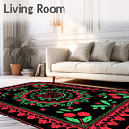Retro Black Cat Medallion Rug
