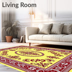 Crimson Floral Medallion Yellow Rug