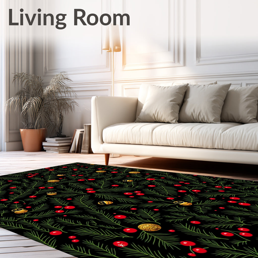 Black Pine Berry Jingle Bell Foliage Rug