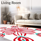 Red Teal Starburst Mandala Rug