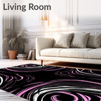 Pink Swirl Abstract Black Rug