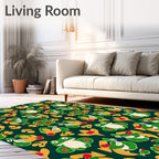 Green Frogs Yellow Foliage Medallion Rug