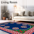 Rich Blue Starburst Arabesque Framing Rug