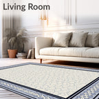 Light Blue Cracked Earth Border Rug