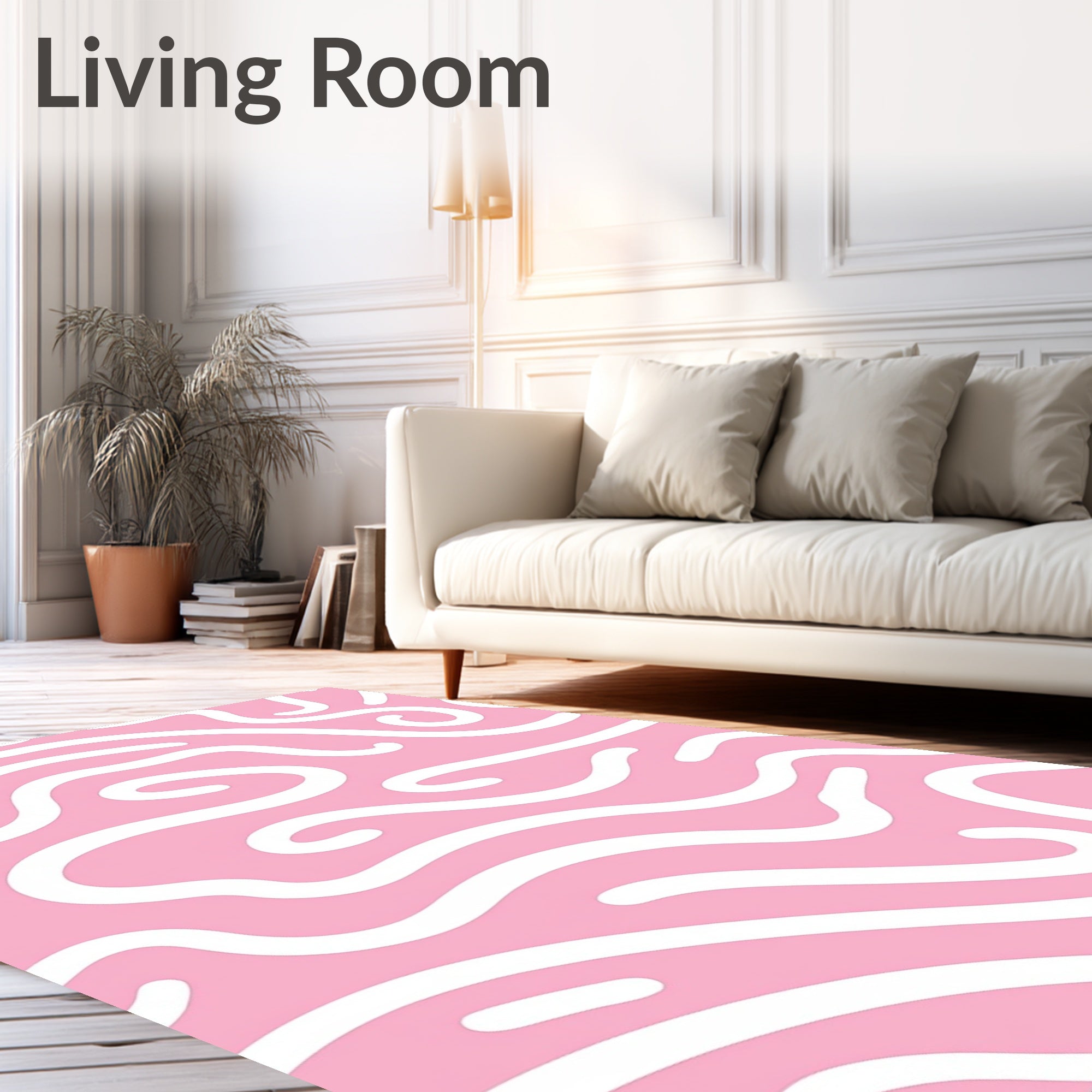 Blush Pink Swirling Line Rug