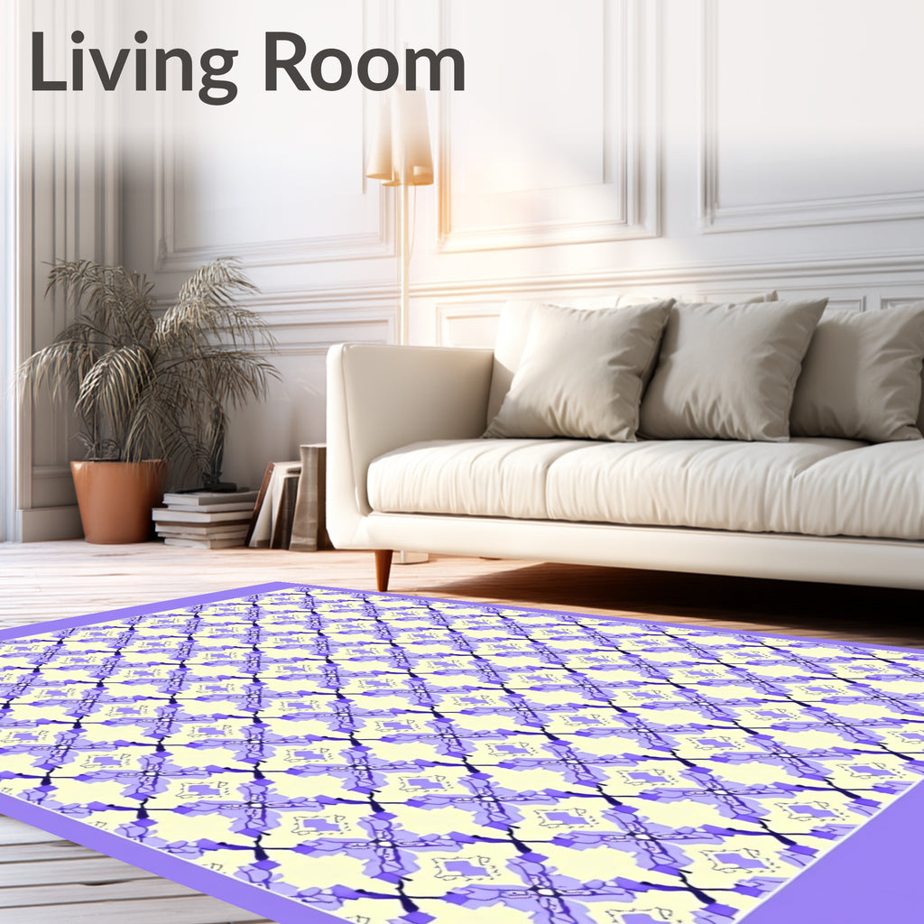 Pale Lilac Geometric Diamond Lattice Rug