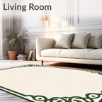 Elegant Forest Green Celtic Knot Border Rug