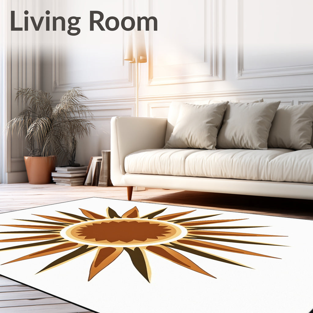Brown Sunburst Radiating Petal Rug