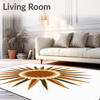 Brown Sunburst Radiating Petal Rug