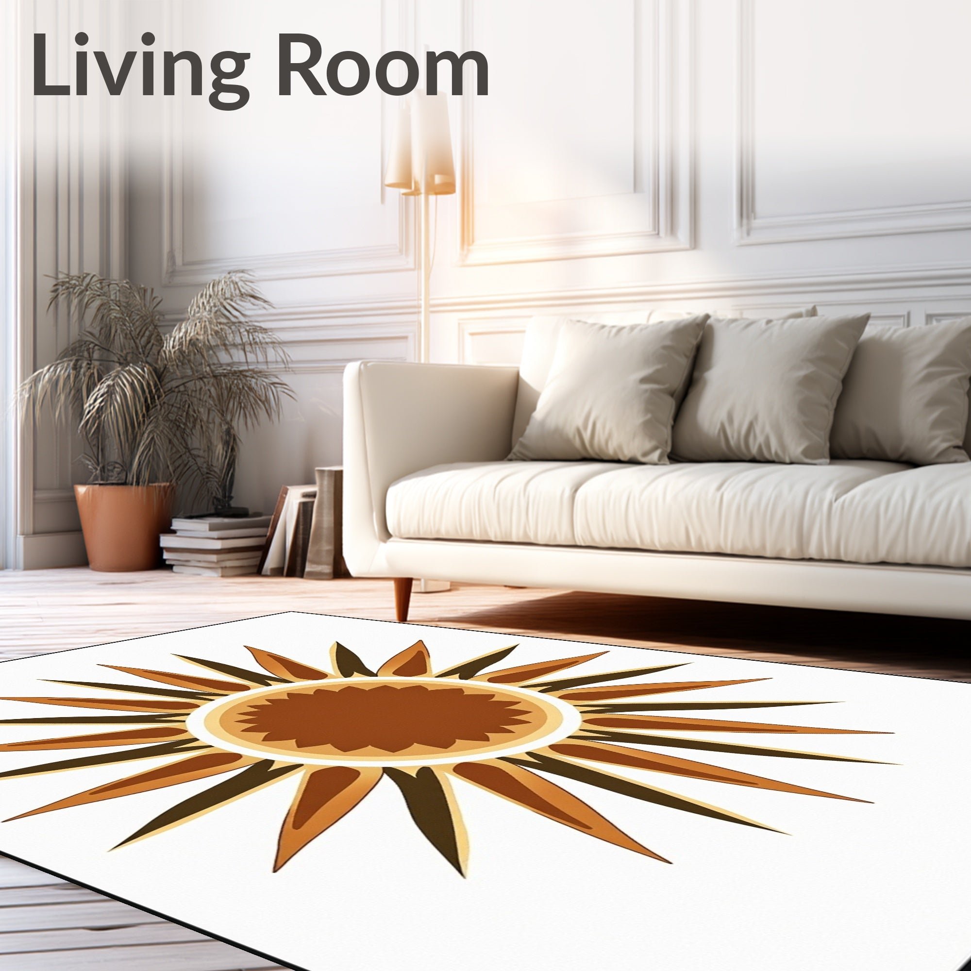 Brown Sunburst Radiating Petal Rug