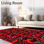 Bold Red Abstract Tribal Medallion Rug