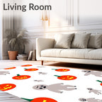 Spooky Orange Pumpkin Ghost Collage Rug