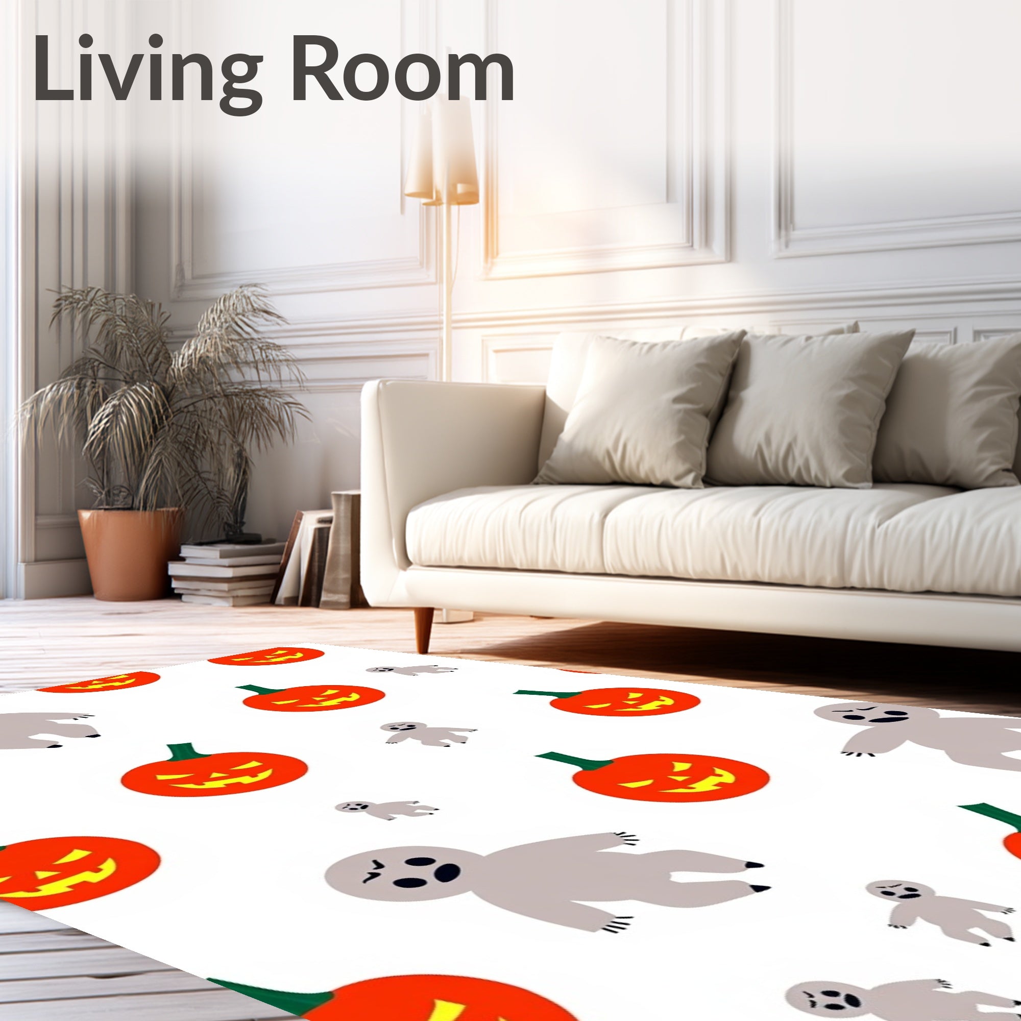 Spooky Orange Pumpkin Ghost Collage Rug