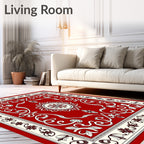 Crimson Medallion Floral Scroll Rug