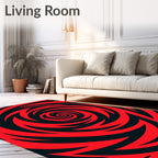 Vibrant Red Spiral Vortex Rug