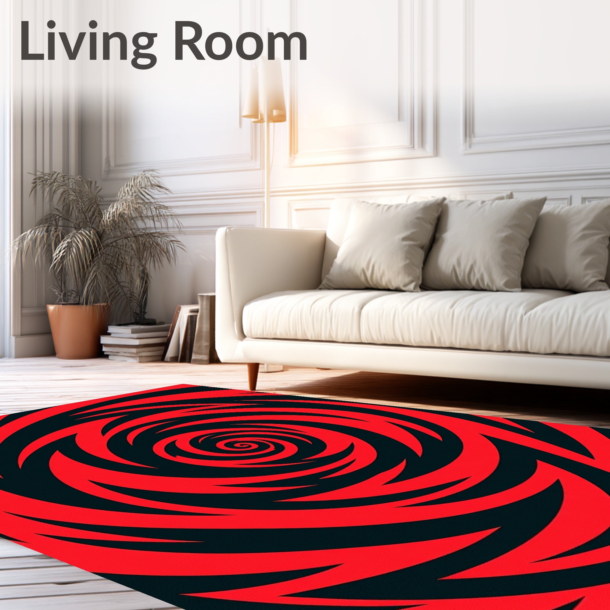 Vibrant Red Spiral Vortex Rug