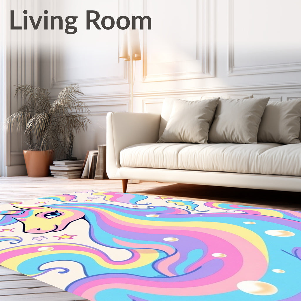 Magical Pastel Unicorn Rainbow Swirls Rug