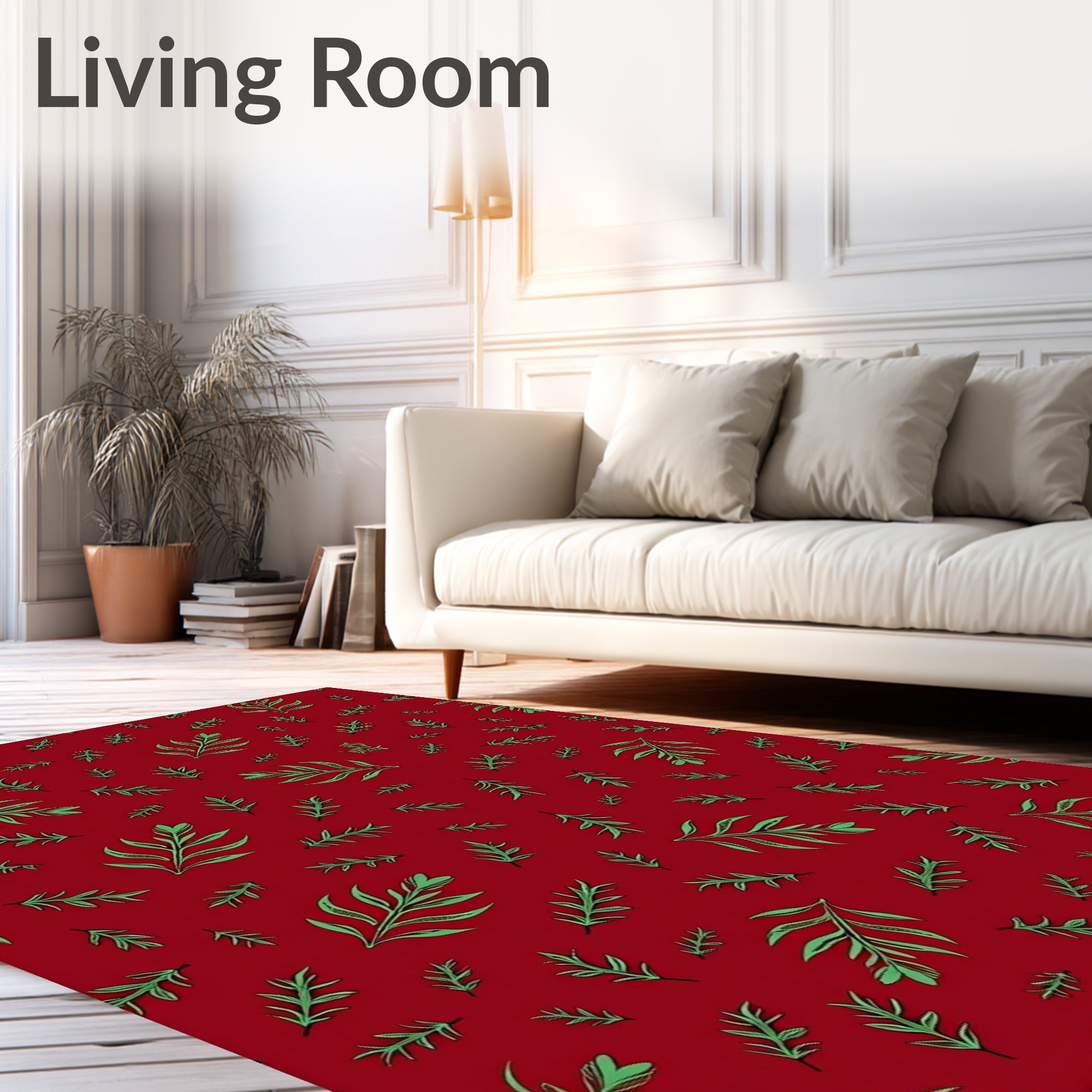 Red Emerald Leaf Scatter Rug