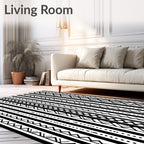 Black and White Tribal Geometric Striped Rug