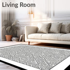 Black and White Labyrinth Line Art Rug
