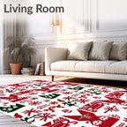 Rustic Red Green Folk Art Rug
