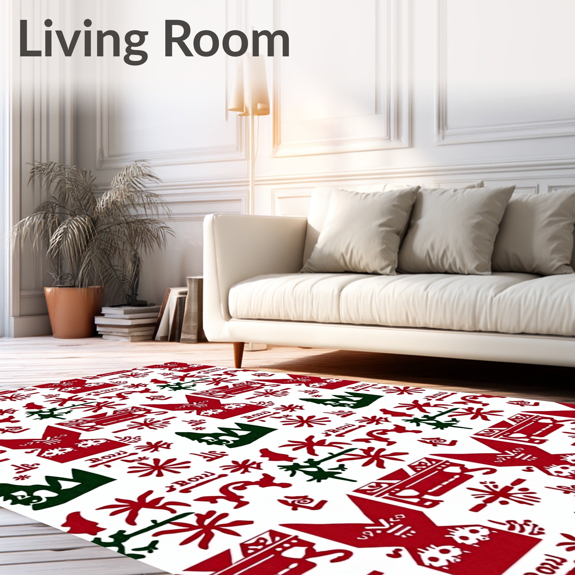 Rustic Red Green Folk Art Rug