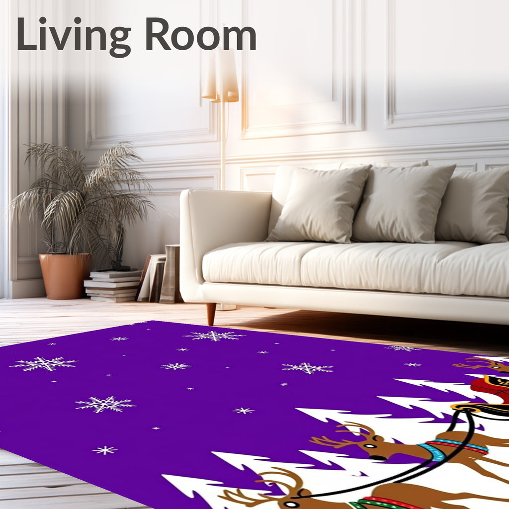 Purple Snowflake Sleigh Ride Rug