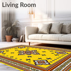 Bright Yellow Geometric Starburst Rug