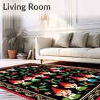 Festive Elf Holly Star Border Rug