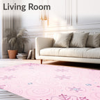 Pink Snowflake Swirls with Gems Rug
