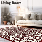 Deep Red Ivory Intricate Swirl Rug