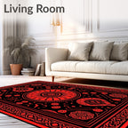 Bold Red Central Medallion Floral Rug