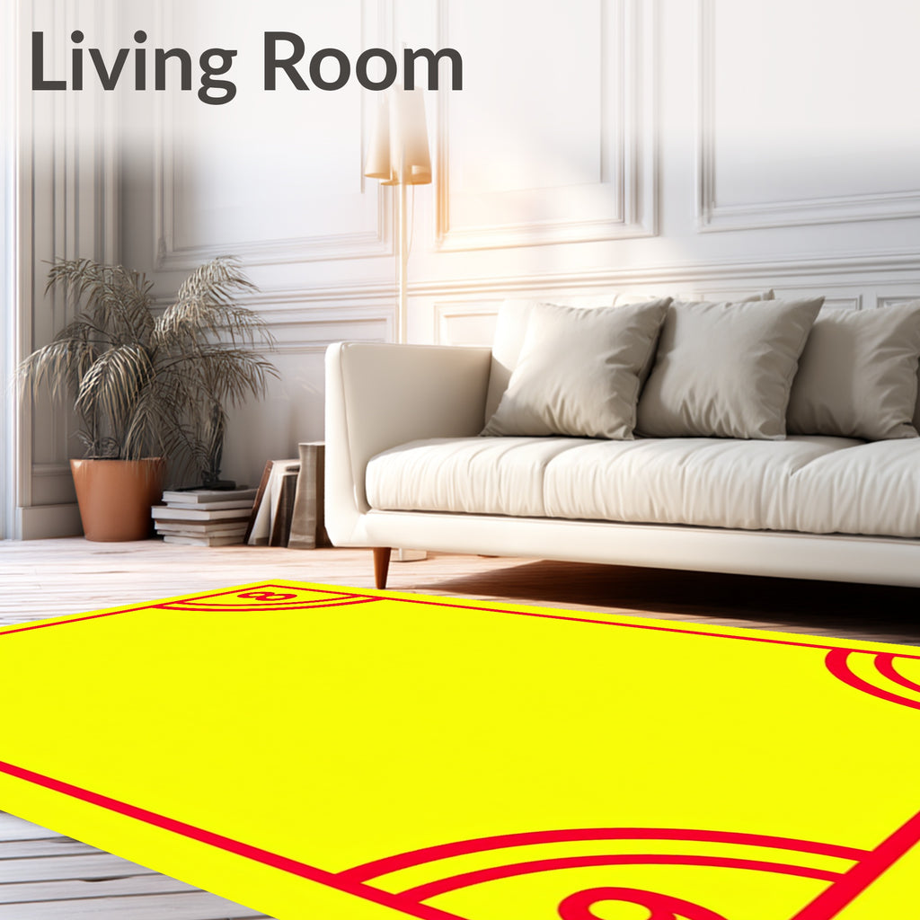 Vibrant Yellow Red Numbered Corners Rug