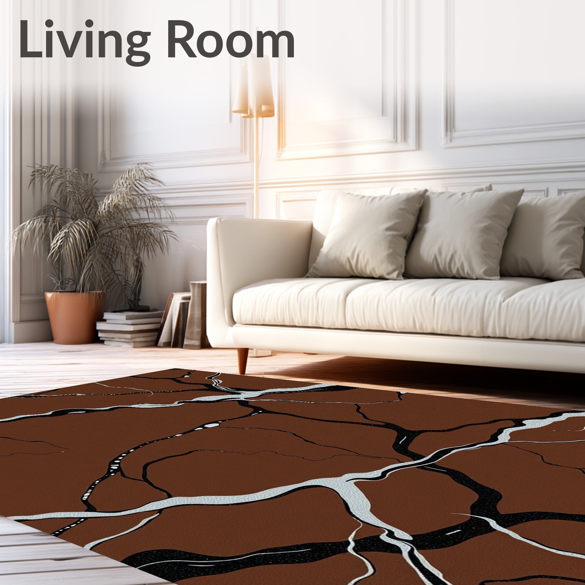 Brown veined abstract organic texture Rug