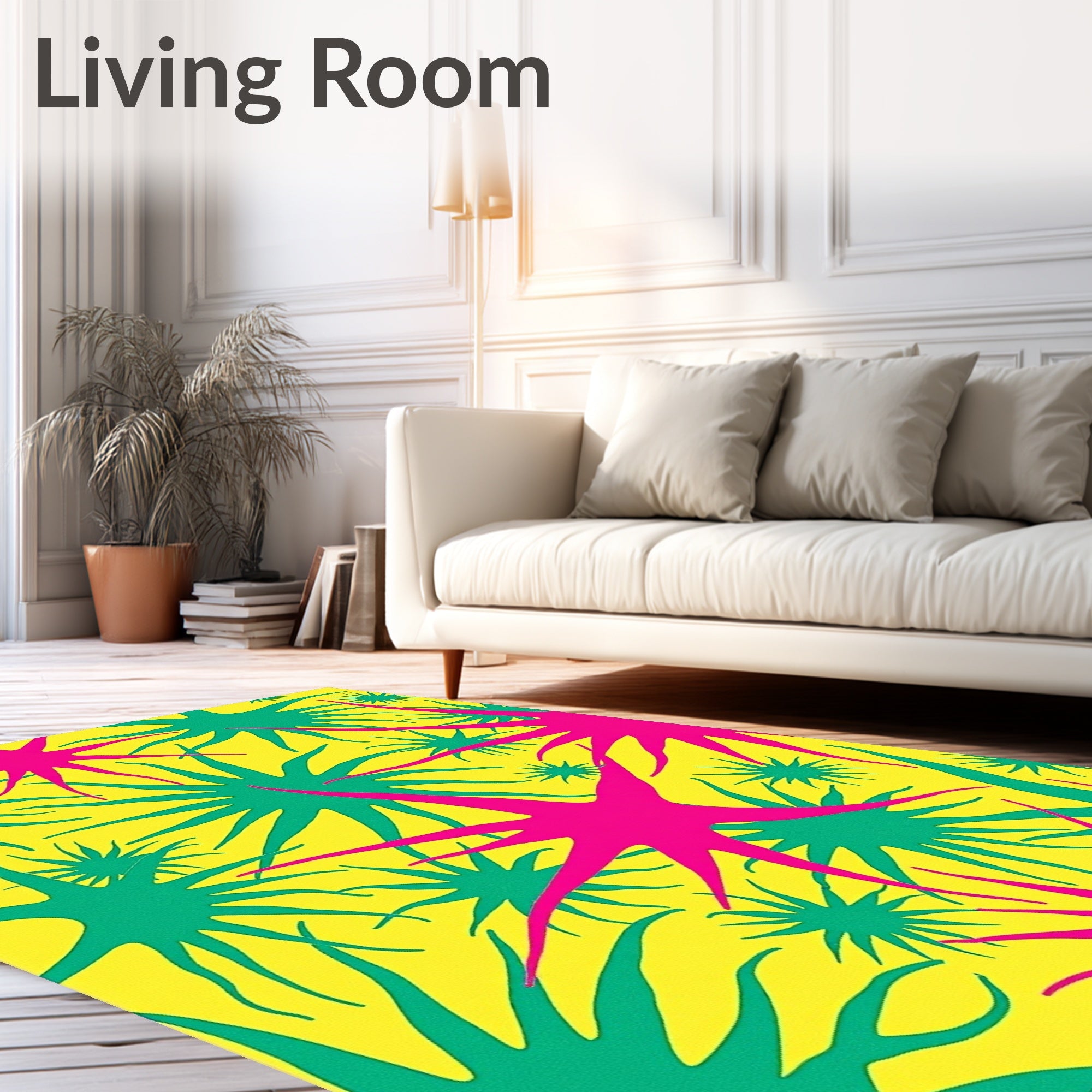 Vibrant Yellow Spiky Burst Rug