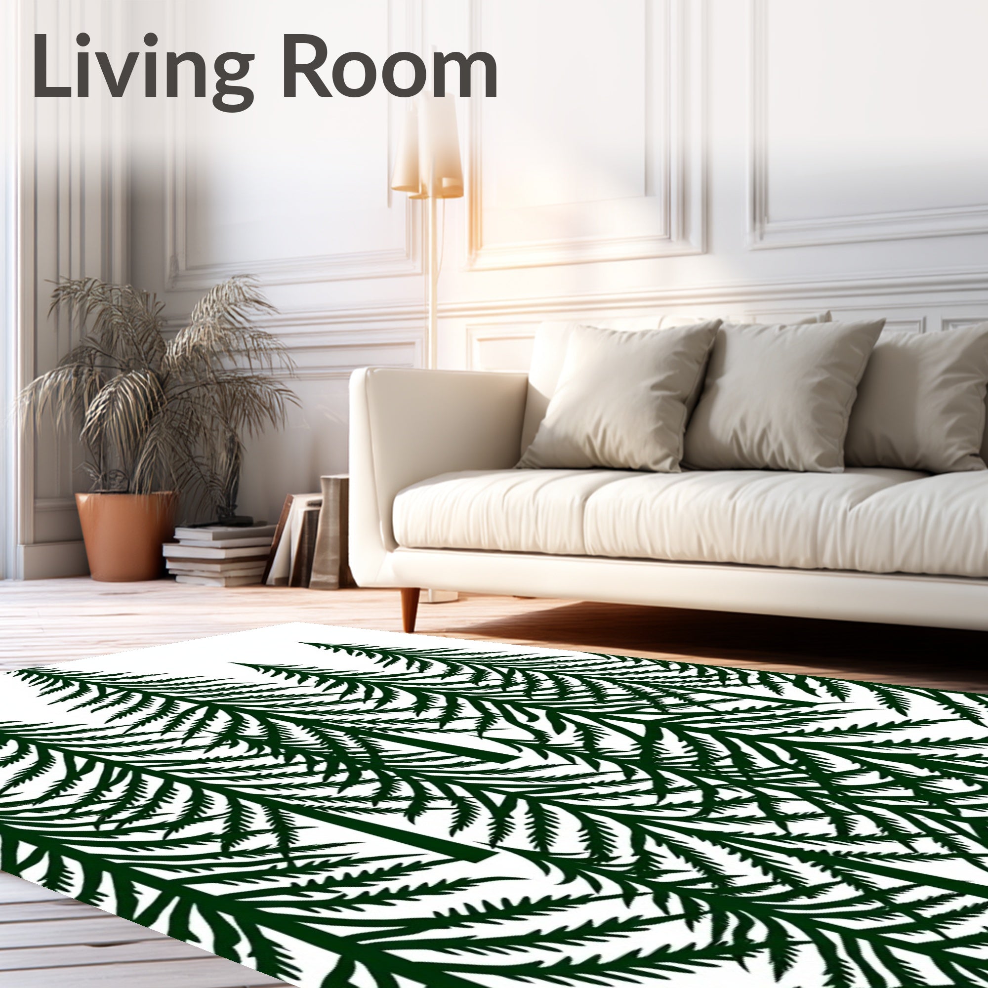 Dark Green Evergreen Forest Scene Rug