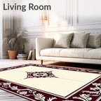 Deep Cherry Floral Medallion Border Rug
